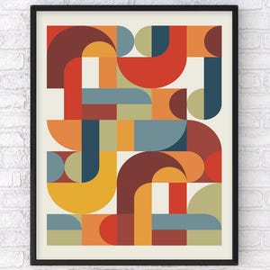 Abstract Geometric Wall Art Print: Mid Century Modern Retro Style Poster