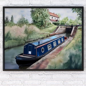 Vintage Canal Boat Art Print: Grand Union, The Chilterns