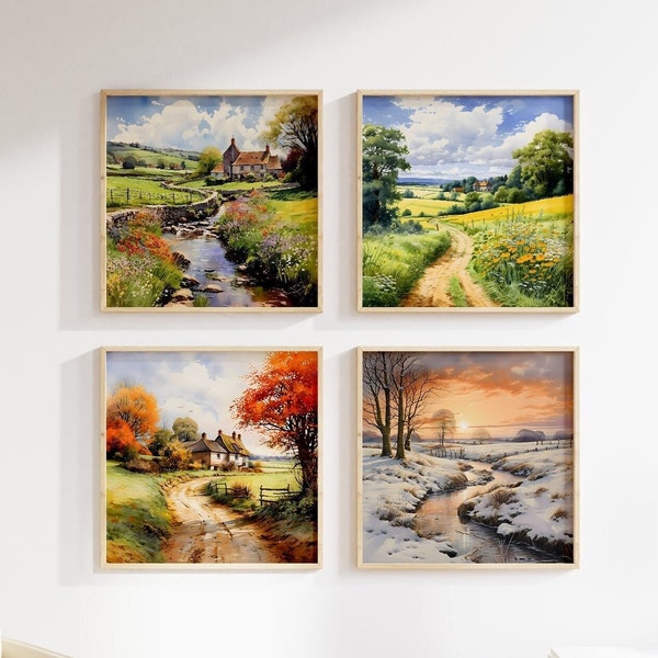 Ensemble de 4 paysages quatre saisons