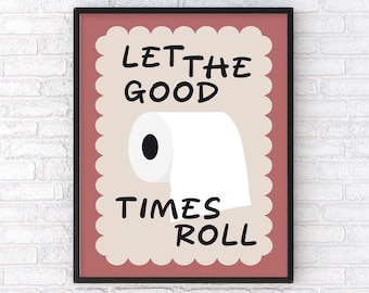 Quirky Bathroom Poster: Pink Toilet Humor Art Print