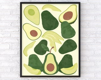 Avocado Art Print: Modern Botanical Kitchen Wall Decor