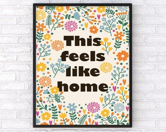 Botanical Flower Print: Colourful Boho Cottage Wall Art