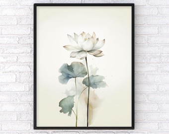 Watercolour Lotus Flower Wall Art Poster - Botanical Artwork for a Tranquil Environment