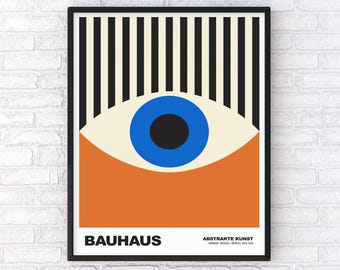 Bauhaus Eye Printable Wall Art Poster for Gallery Wall Exhibition, Poster, Mid-Century Modern Print, Blue Evil Eye Poster, Bauhaus Poster