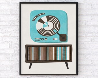 Retro Vinyl Record Player Poster, Vintage Music Wall Art, Charming Home Decor