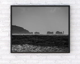 The Needles Isle of Wight Print: Black and White Seascape Photography