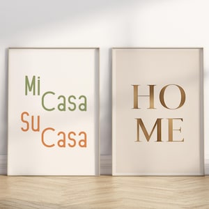 Mi Casa Su Casa Print Set: Modern Home Typography, Neutral Decor