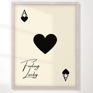 Cartel de arte retro de Ace of Hearts, peculiar, decoración moderna de cocina y bar, arte en blanco y negro
