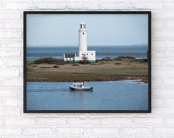 Hurst Point Lighthouse Print, Hampshire Coastal Photography, UK Nautical Wall Art, Beach House Ocean Poster,  Coastal Home Decor