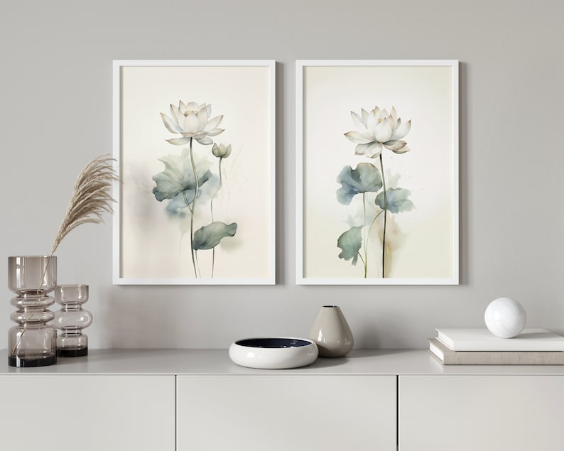 Lotus Flower Wall Art Prints: Zen Decor (downloadable) - Etsy