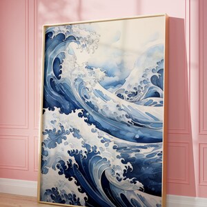 Great Waves Poster - Ukiyo-e Style Japanese Art Print, Vintage Hokusai Wall Art