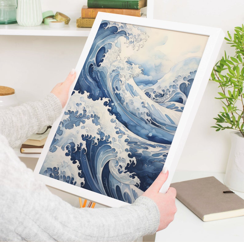 Great Waves Poster - Ukiyo-e Style Japanese Art Print, Vintage Hokusai Wall Art