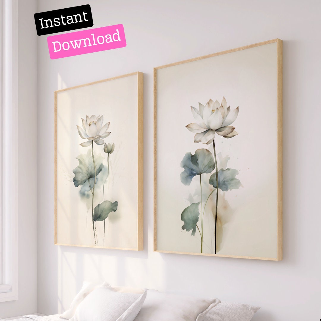 Lotus Flower Wall Art Prints: Zen Decor (downloadable) - Etsy