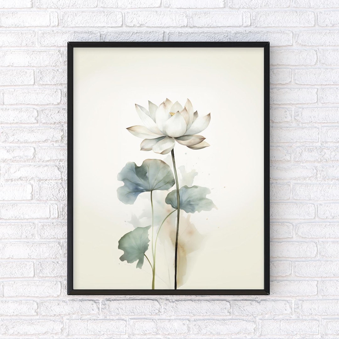 Watercolour Lotus Flower Wall Art Poster - Botanical Artwork for a ...
