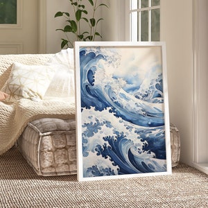 Great Waves Poster - Ukiyo-e Style Japanese Art Print, Vintage Hokusai Wall Art