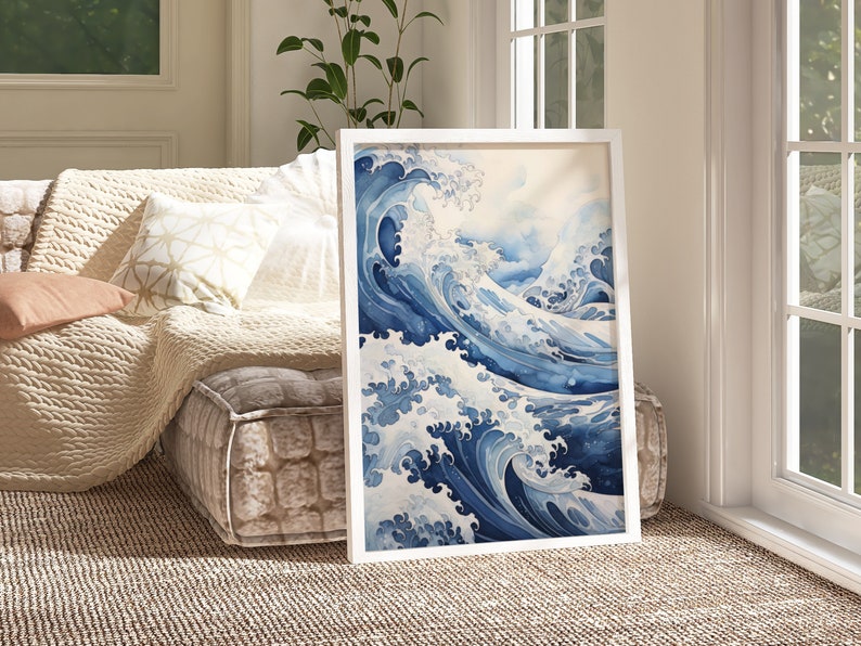 Great Waves Poster - Ukiyo-e Style Japanese Art Print, Vintage Hokusai Wall Art