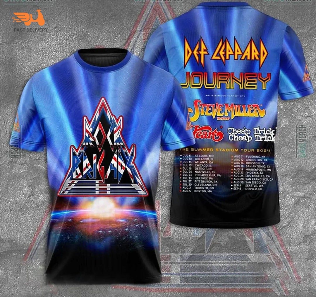 Def Leppard and Journey Summer Stadium Tour 2024 3D AOP Tshirt S5XL