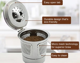 Metal K-Cup Reusable Stainless Steel Keurig K cup for Keurig 1.0 2.0 Reusable Coffee Filter