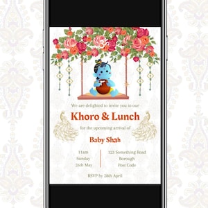 Animated Indian Baby Shower Invitation GIF Short Video Khoro Godh Bharai Editable Link Canva
