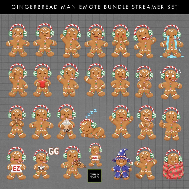 Gingerbread Man Emote Bundle Streamer Set- Christmas Twitch Stream ...