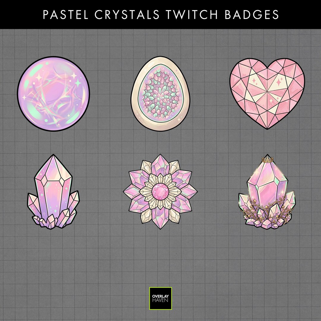 Pastel Crystals Twitch Sub Badges / Kawaii Crystal Bit Badges / Cozy ...