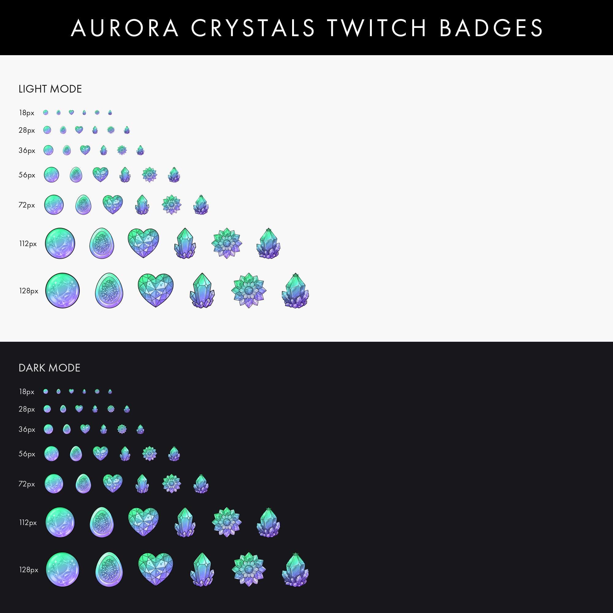 Aurora Crystals Twitch Sub Badges / Aquamarine Crystal Bit Badges ...