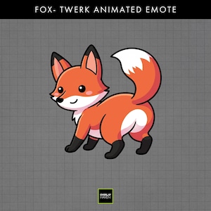 Fox Twerk-emote | Rolig animerad skogs-Twitch-emote | Söt kawaii dansande streamer-sub-emote | Discord Kick GIF