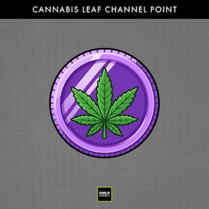 Ikon för lila cannabisbladskanalpoäng | 420 vänlig Twitch Streamer-emote | Chill Coin-märke PNG