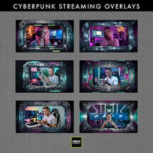 Cyberpunk Stream Overlays: Neon Facecam Borders, YouTube Graphics