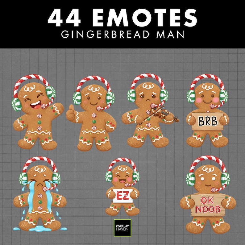 Gingerbread Man Emote Bundle Streamer Set- Christmas Twitch Stream ...