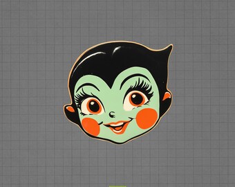 Vampire Girl Emote: Retro Halloween Stream Icon (PNG Digital Download)