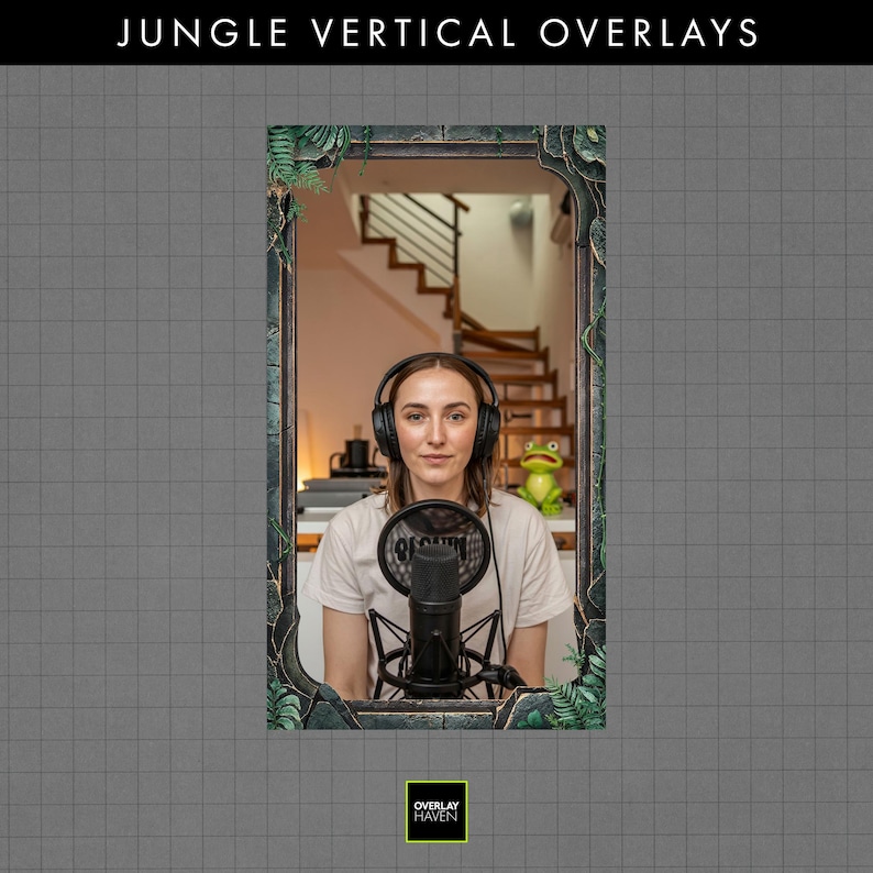 10 Jungle Vertical Overlays | Tropical Bamboo Webcam Overlay Pack ...
