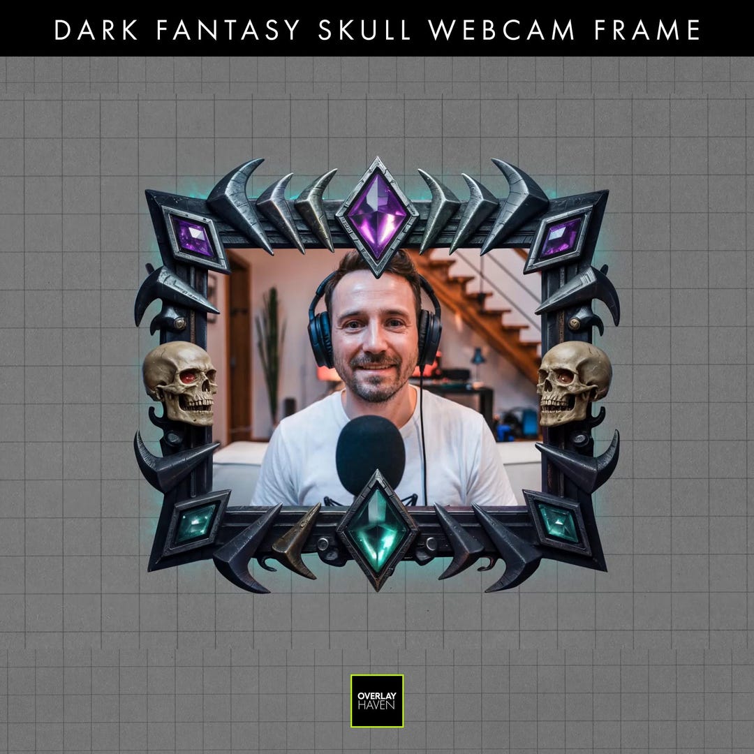 Dark Fantasy Skull Webcam Frame: Gothic Gaming Stream Overlay - Etsy