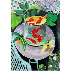 Matisse wall art | Goldfish wall art| Hand painted| Matisse Red Fish | Colorful Wall Art | Vibrant wall decor |