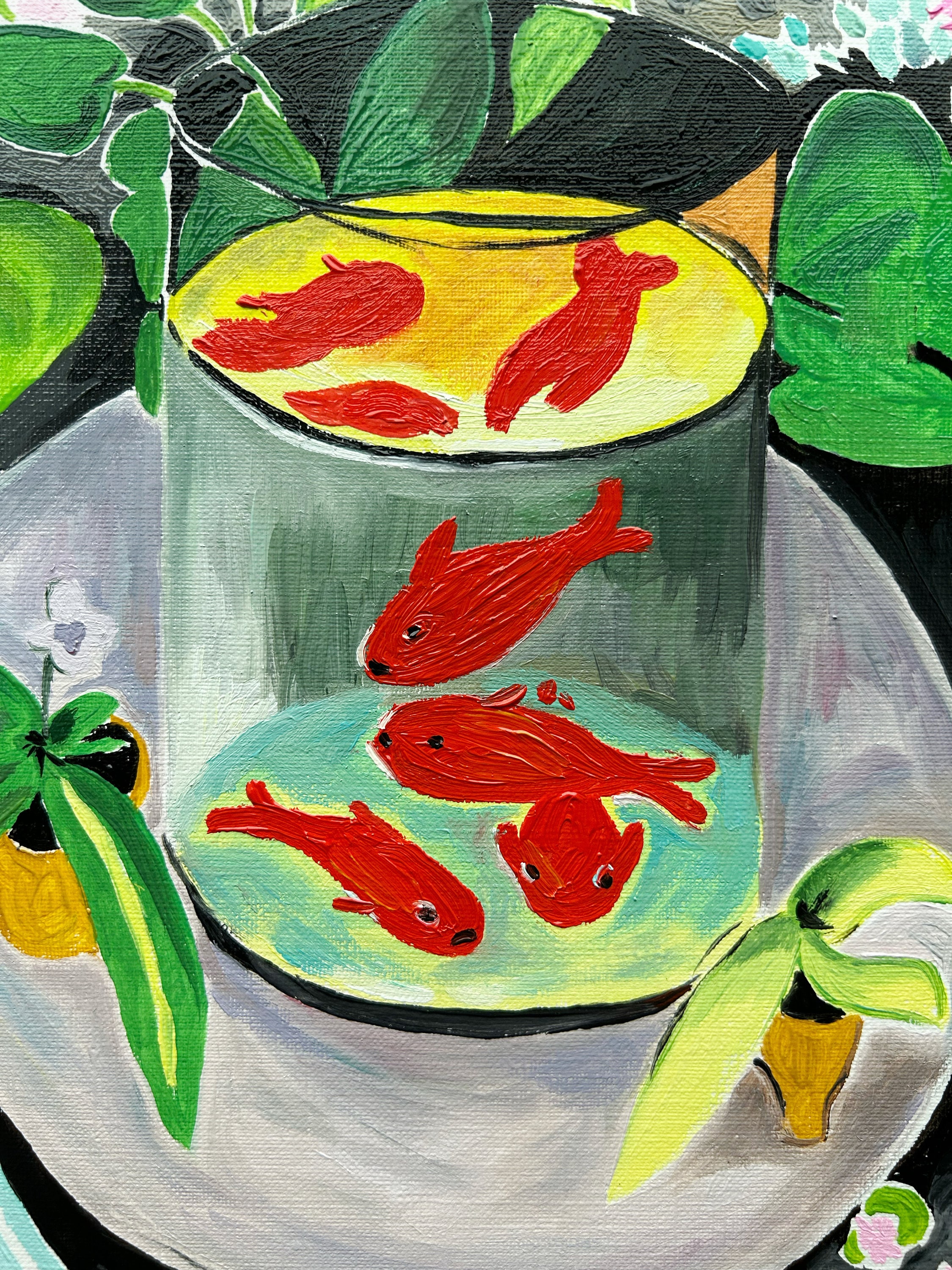 Matisse Wall Art | Goldfish Wall Art| Hand Painted| Matisse Red