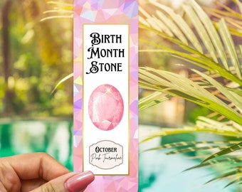 October Pink Tourmaline Birthstone Bookmark | Personalized Gemstone Bookmarker | Personal Birth Month Stone Gift for Geominimalist