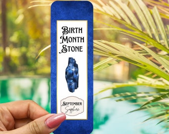 Sapphire Birthstone Bookmark | Customized Birthstone Gift for Her | September Birthday Gem Bookmarker, Inexpensive Custom Gift for Friend