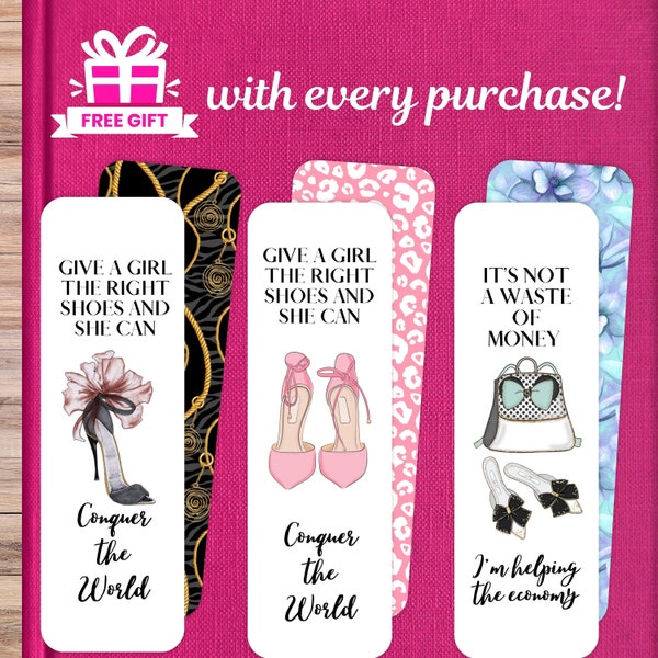 Quote Bookmarks | Celebrity Fashion Designer Bookmarker | "Give a Girl the right shoes & she can conquer the world" | Gift for Shoe Lover