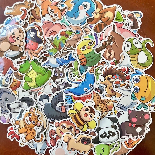 Animated Animal Stickers | Cute Vinyl Waterproof Stickers for Kids