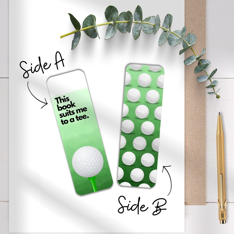 Golf Bookmarks Bookmark for Men Gift for Him Golf Gift Ideas Double ...