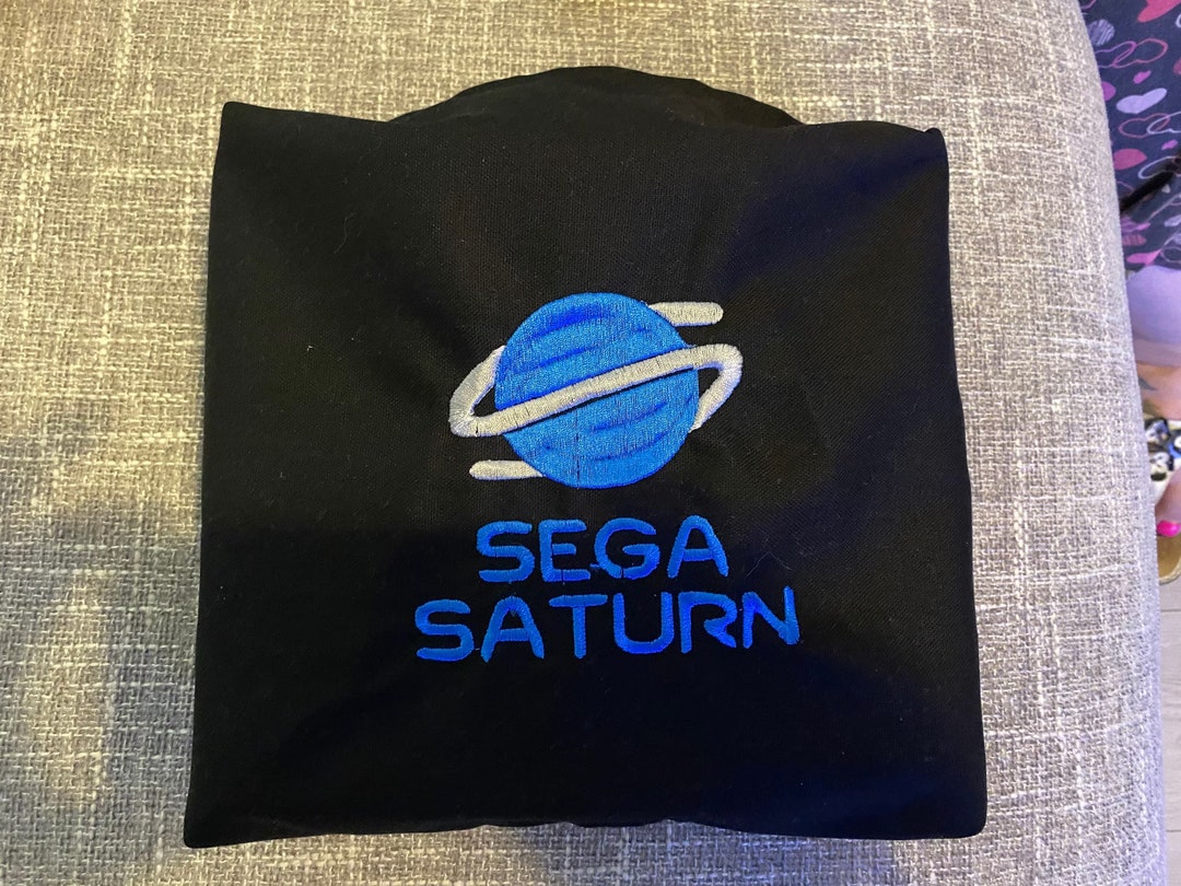 Sew Ready Sega Saturn Dust Cover – Graphite Grey Cotton Canvas – Embroidered – UK Made - View #4