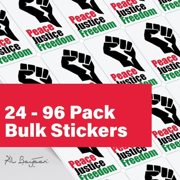 FREE PALESTINE 24 to 96 Pack stickers | Peace Justice Freedom Decals | Ceasefire Protest Labels | Stand with for Gaza | End Occupation