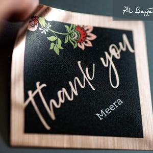 Stickers personnalisés en feuille d'or de remerciement, élégant autocollant de luxe en feuille d'argent pour sac cadeau de mariage Sticker cadeau olive, sauge, fard à joues
