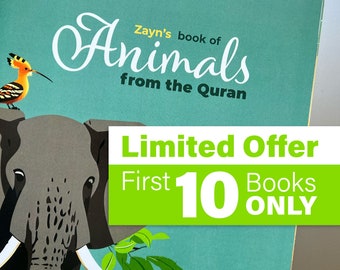 Animales del Corán, Libro personalizado, Libro ilustrado de nombres de animales del Corán, Traducción árabe + inglés, Eid, Regalo Ameen