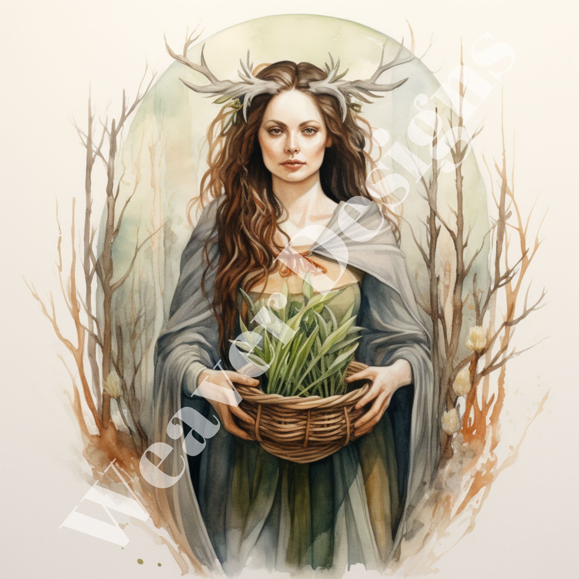 Goddess Brigit Brigid Celtic Goddess Digital Paper Scrapbook Paper