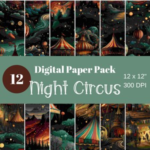 Night Circus, Digital Paper, Scrapbook Paper, Sublimation, Seamless Paper, Repeating Paper, Commercial