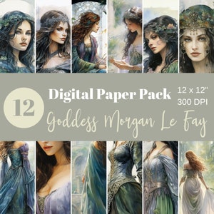 Déesse Morgan Le Fay, papier numérique, papier de scrapbooking, sublimation, publicité