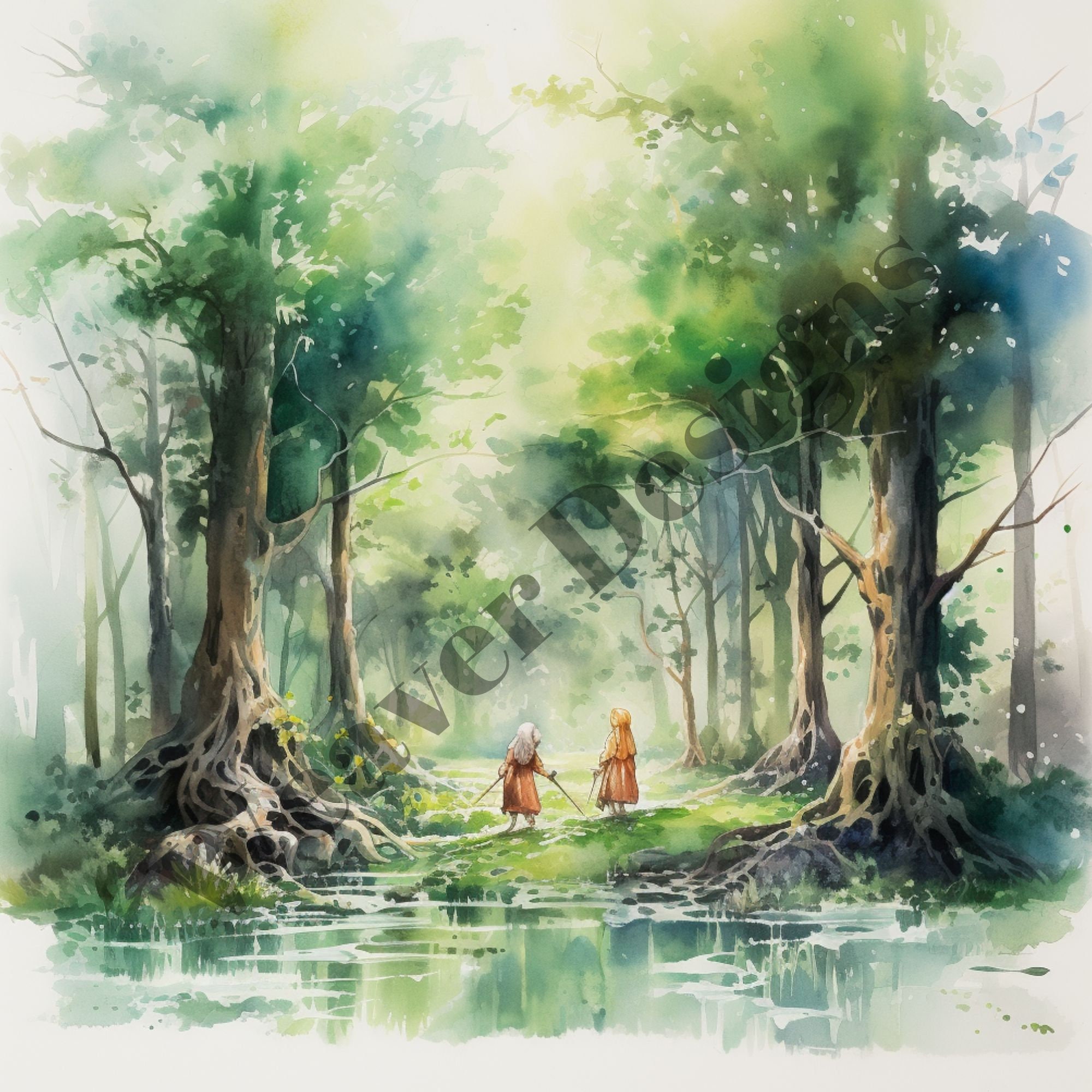 Elven Spring Spring Elves, Elven Forest in the Spring, Digital Paper, Scrapbook ...