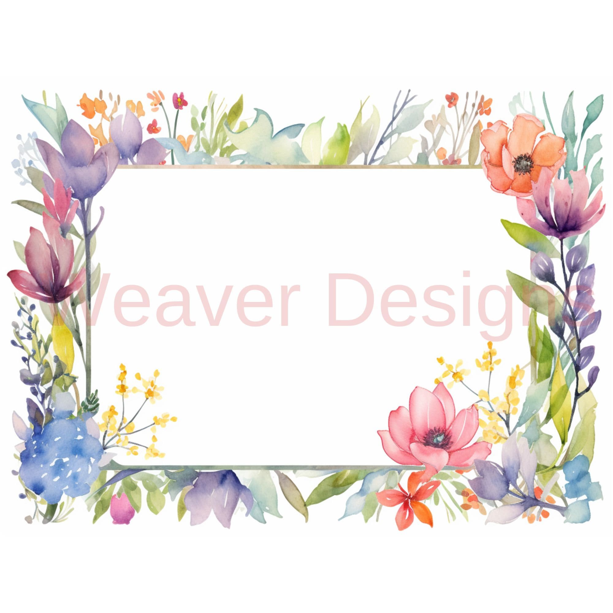 Spring Flower Borders, Assorted Sizes, Border Paper, Digital Paper ...