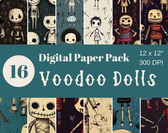 Voodoo Dolls, Digital Paper, Scrapbook Paper, Sublimation, Seamless Paper, Repeating Paper, Commercial